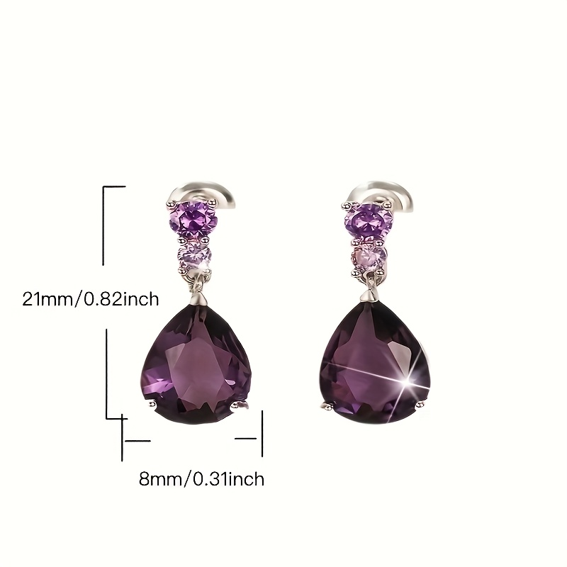 Women's S925 Silver Teardrop Stud Earrings, Elegant Zirconia Design